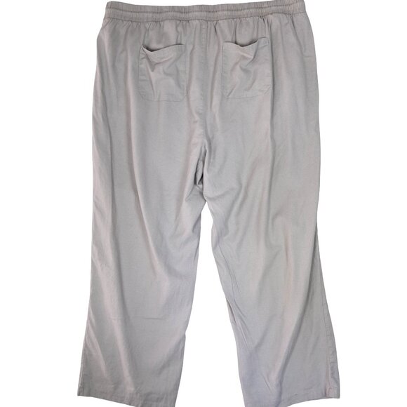 Torrid Beige Wide Leg Pants Size 4X Linen Blend Drawstring Minimalist Workwear - Picture 2 of 8